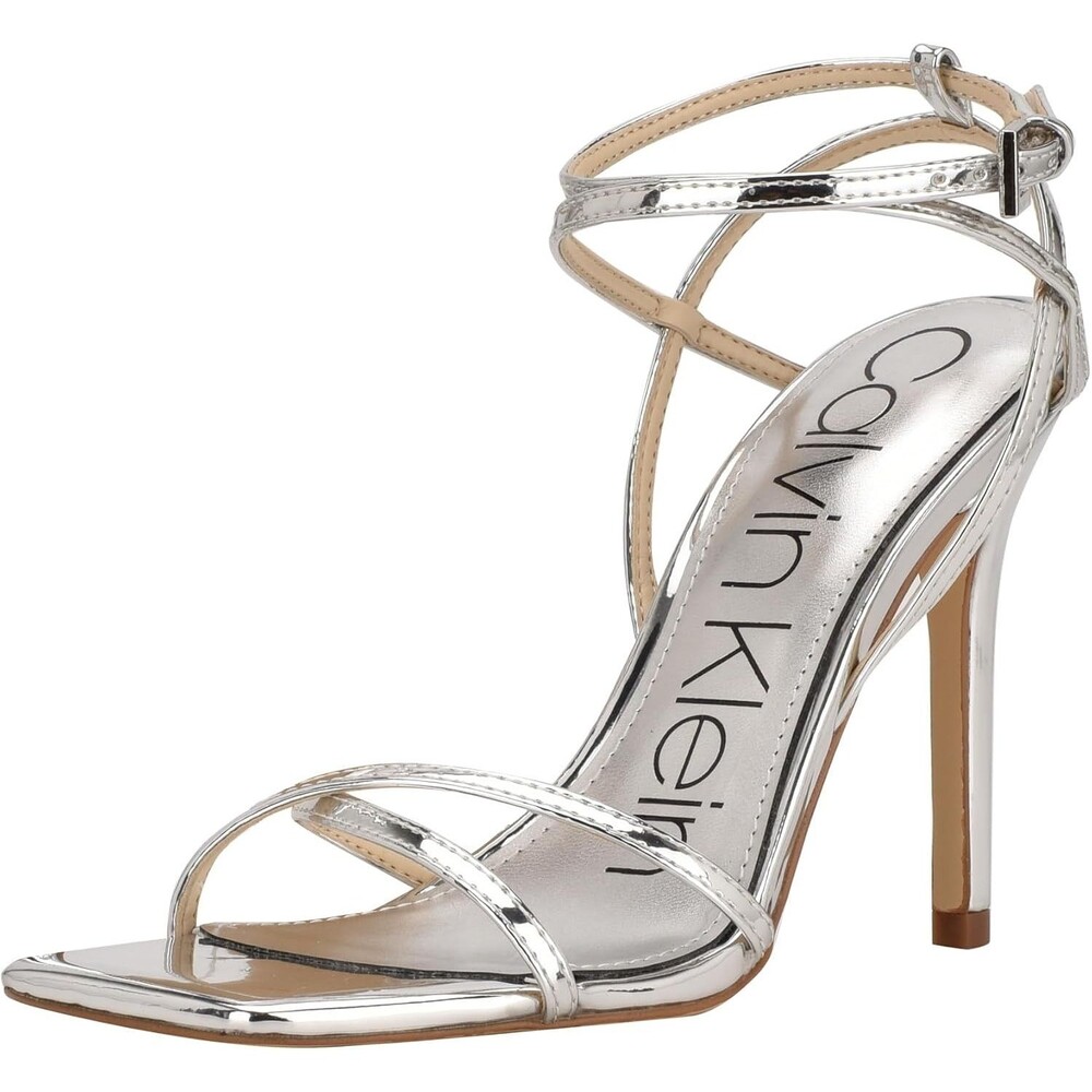 Calvin Klein Tegin Heeled Sandal Women's Silver Size 6.5